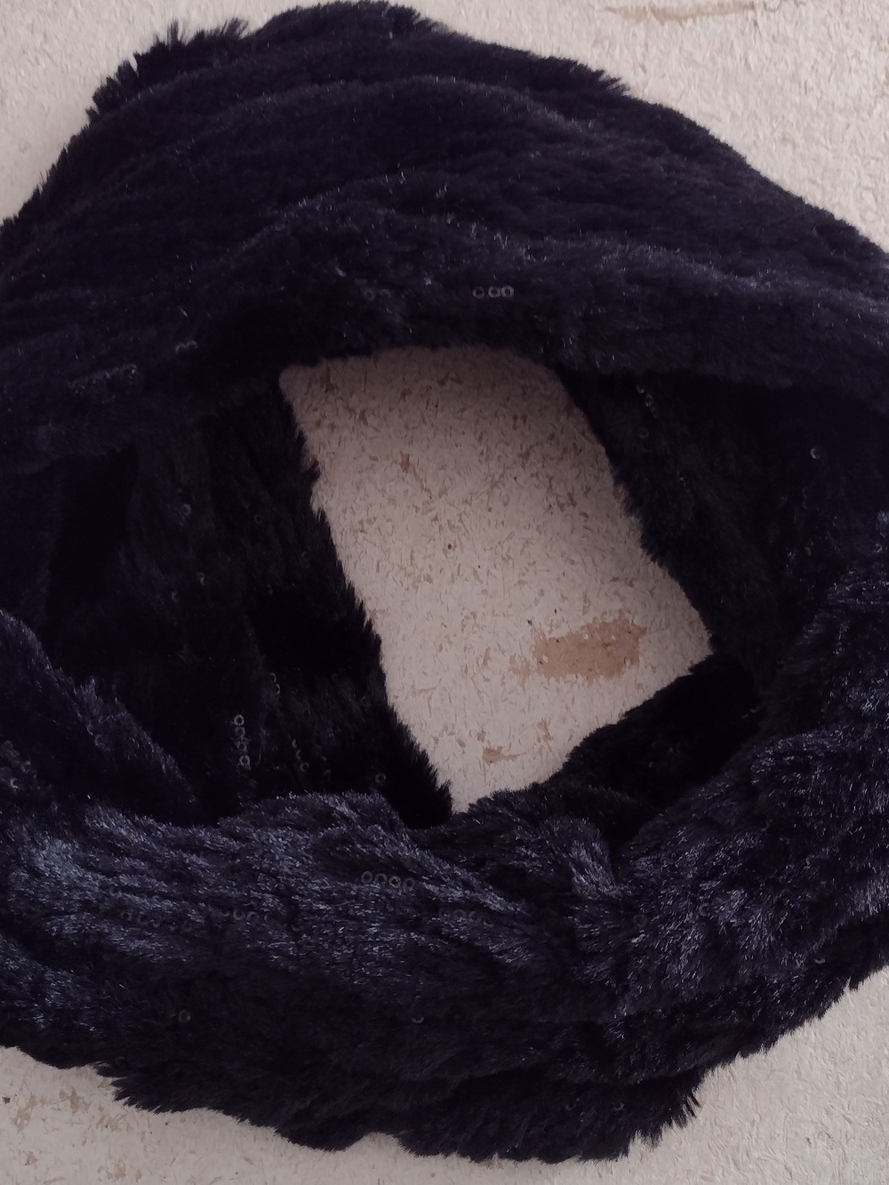 Black Fuzzy Endless Scarf